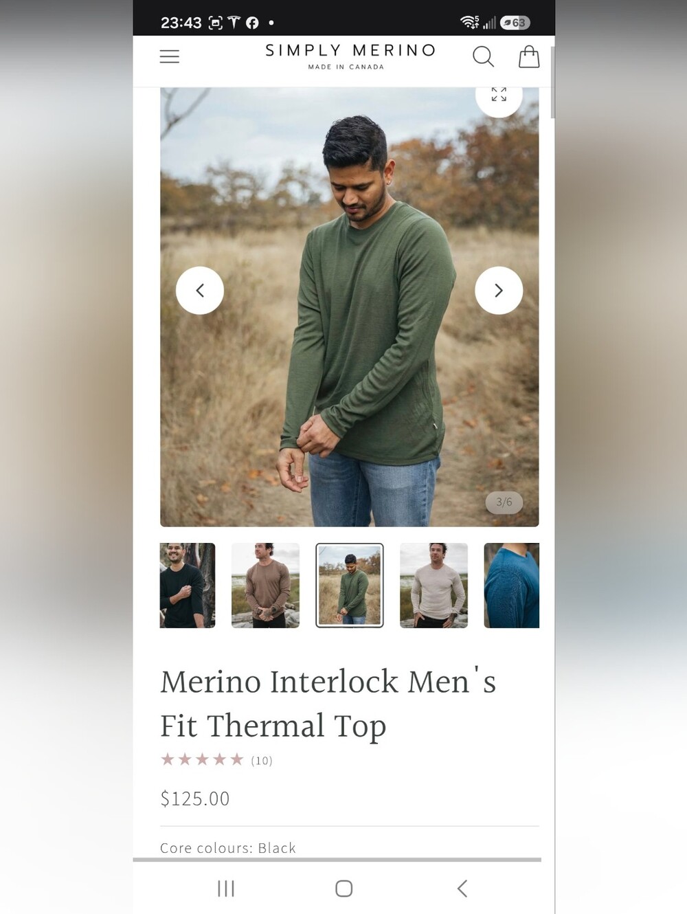 Men's Merino Interlock Thermal Top — Olive